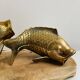 Pair of koi carp vases in brass, animal sculpture