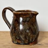 Small speckled beige stoneware milk pitcher from the 70s