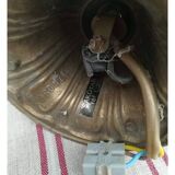 Lustre with 5 branches in bronze and grey, Gustavo style, lampshade in toile de Jouy.