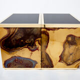 Pair of brass cabinets oxidized 1970