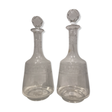 Pair of ancient carafes numbered Crystal Baccarat