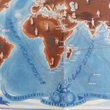 Poster of the Fleet of the company Courrier Maritime and map of the world