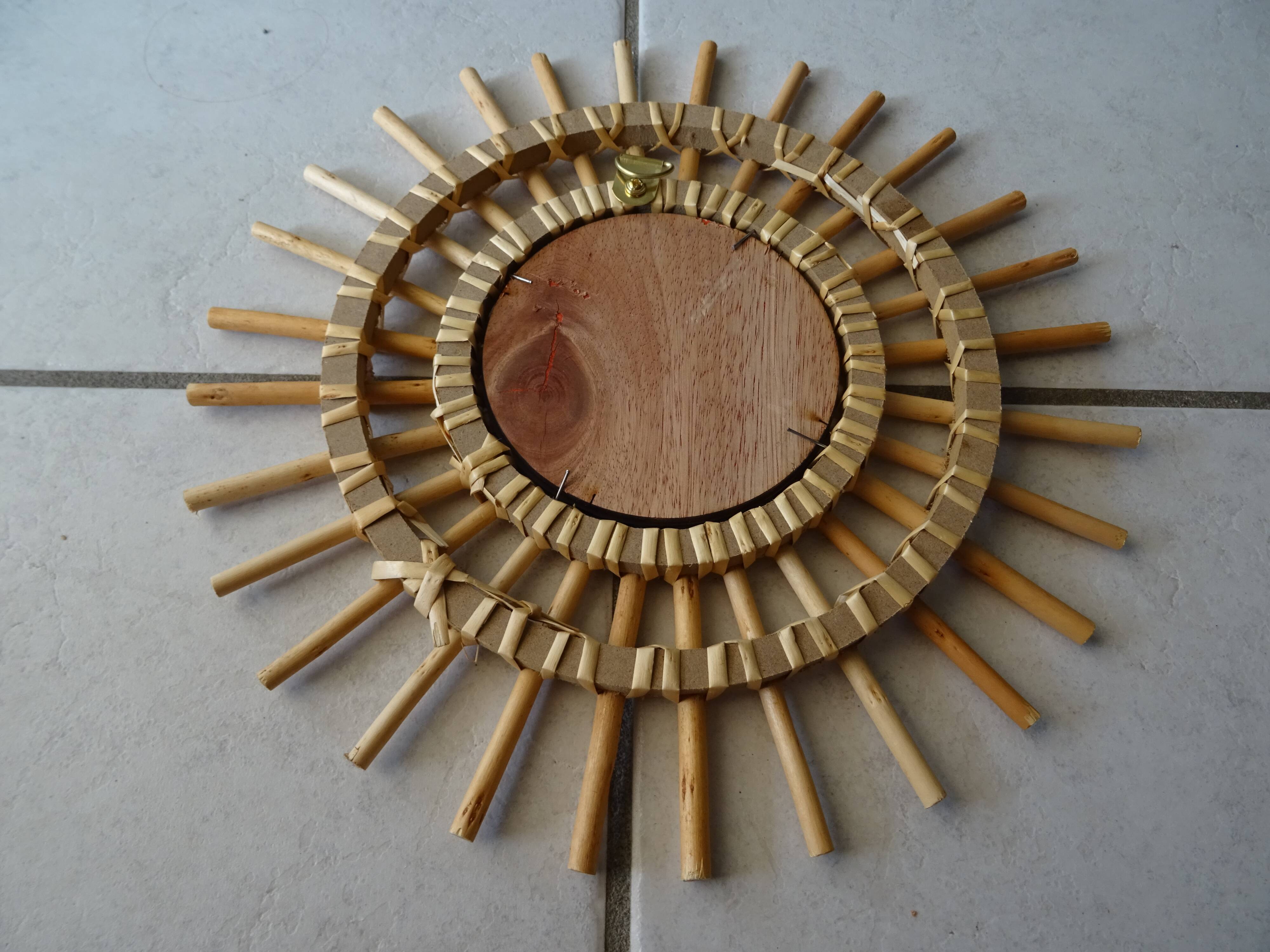 Miroir soleil rotin vintage