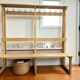 Vintage portemanteau XL en bois avec banc