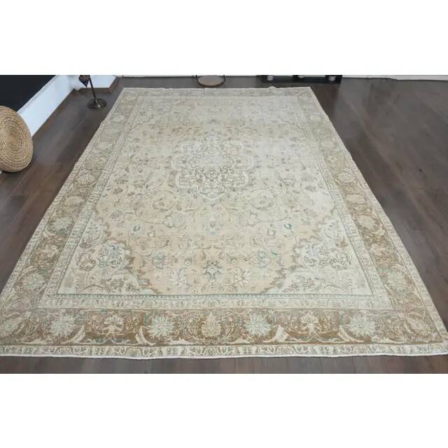 1970s Vintage Persian Handknotted Wool Orange Oversize Area Rug 288x385