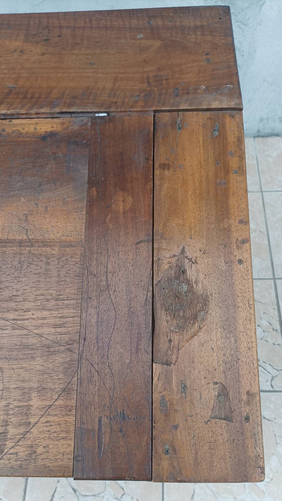 19th-century walnut writing desk.