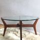1960s round coffee table in teak and glass