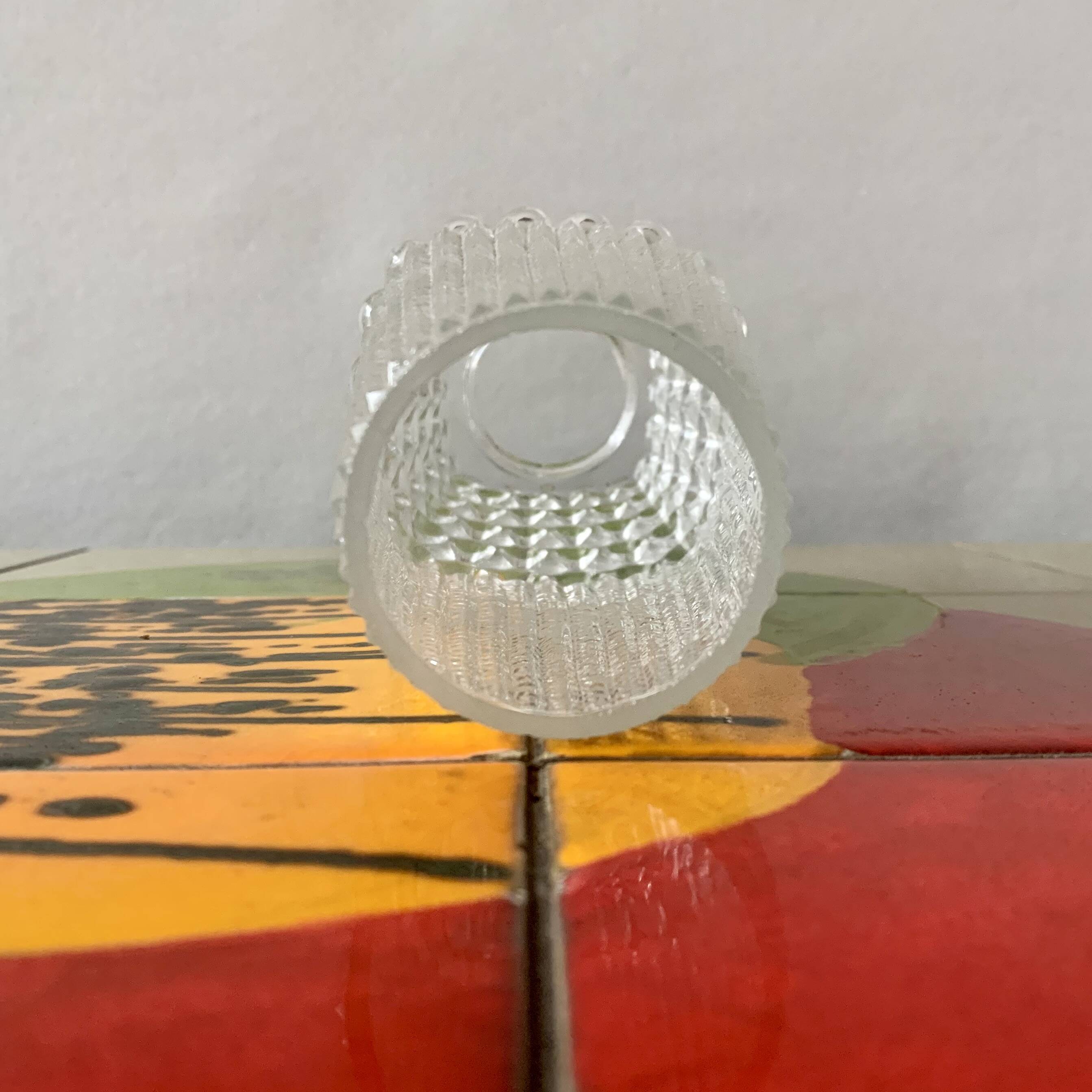 Small vintage bedside lamp in molded glass - 1950s