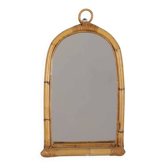 Vintage 1960s Wall Mirror with Bamboo Shelf, Italian Design