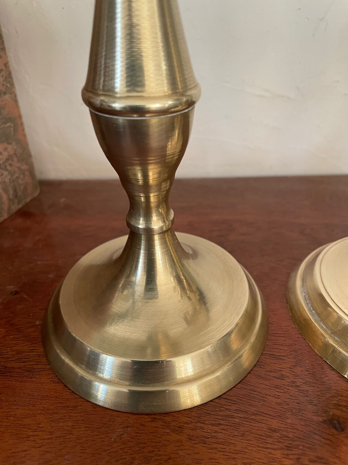 Set of three vintage brass candlesticks
