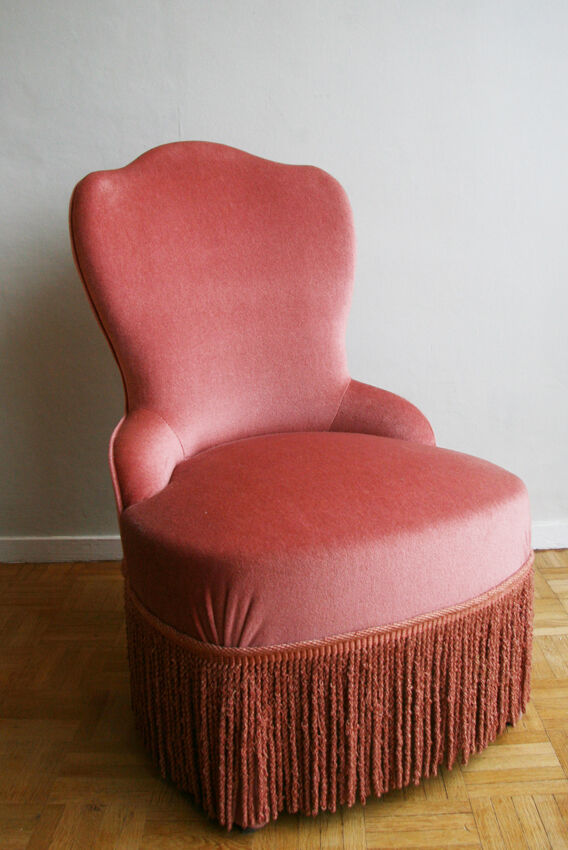 Fauteuil crapaud velours rose