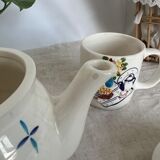 Teapot/coffee maker set with mug slip pattern breakfast hand-painted pieces