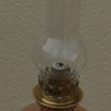 All pink copper kerosene lamp and its glass