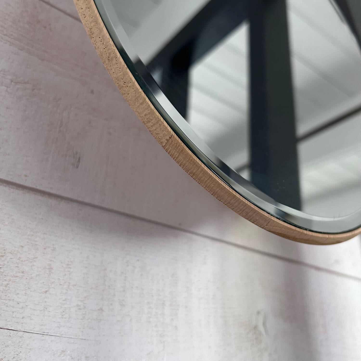 Woud oak beveled mirror