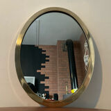 Vintage oval mirror in solid brass