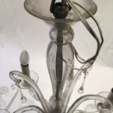 Lustre en verre de murano forme goutte ancien 6 branches vintage