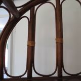 Vintage bookcase-5-level shelf-wood, bamboo and rattan-bentwood style-80s
