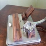 Vintage desk lamp - chrome steel + inkwell + card holder and rosewood pen