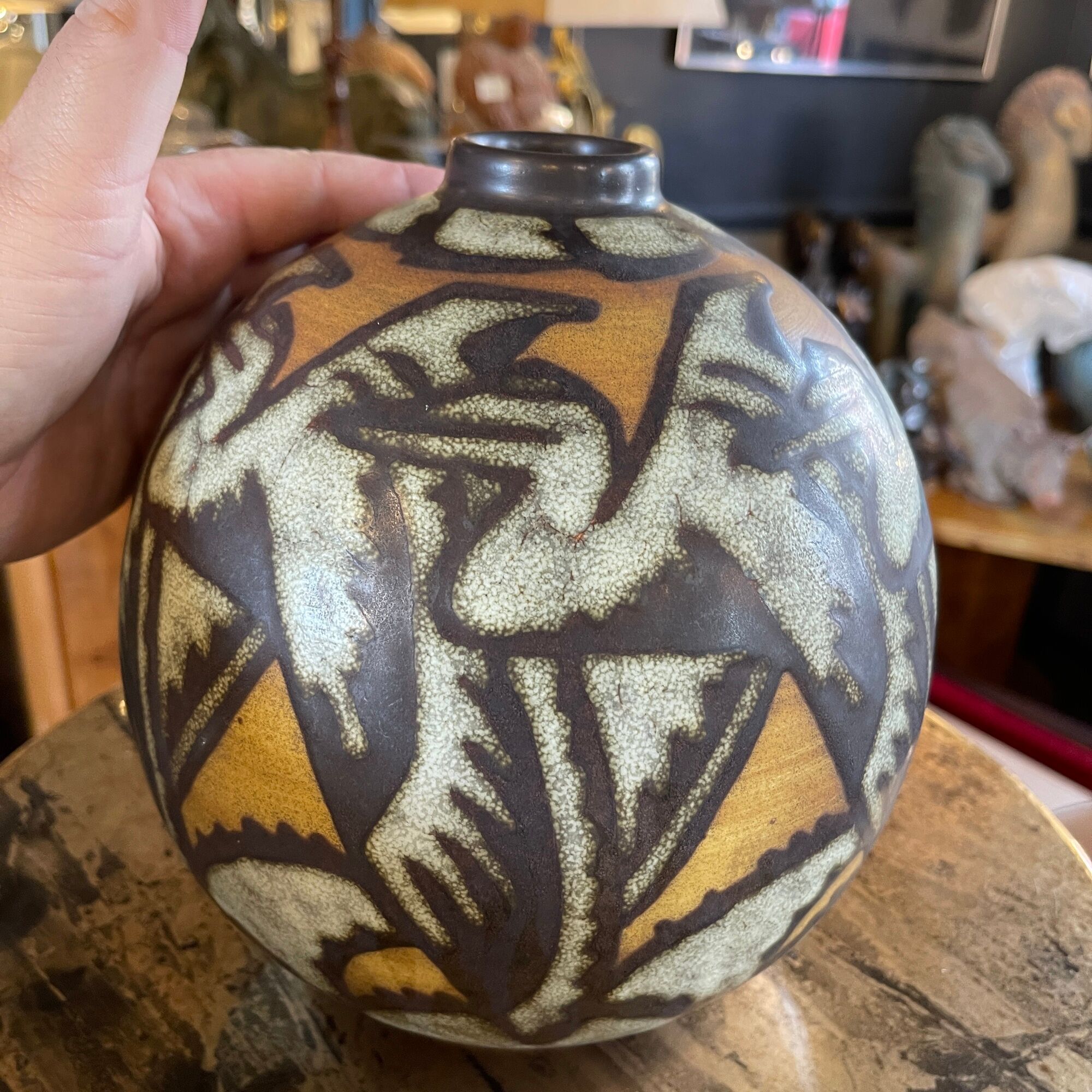 Stoneware ball vase by Charles Catteau for Keramis