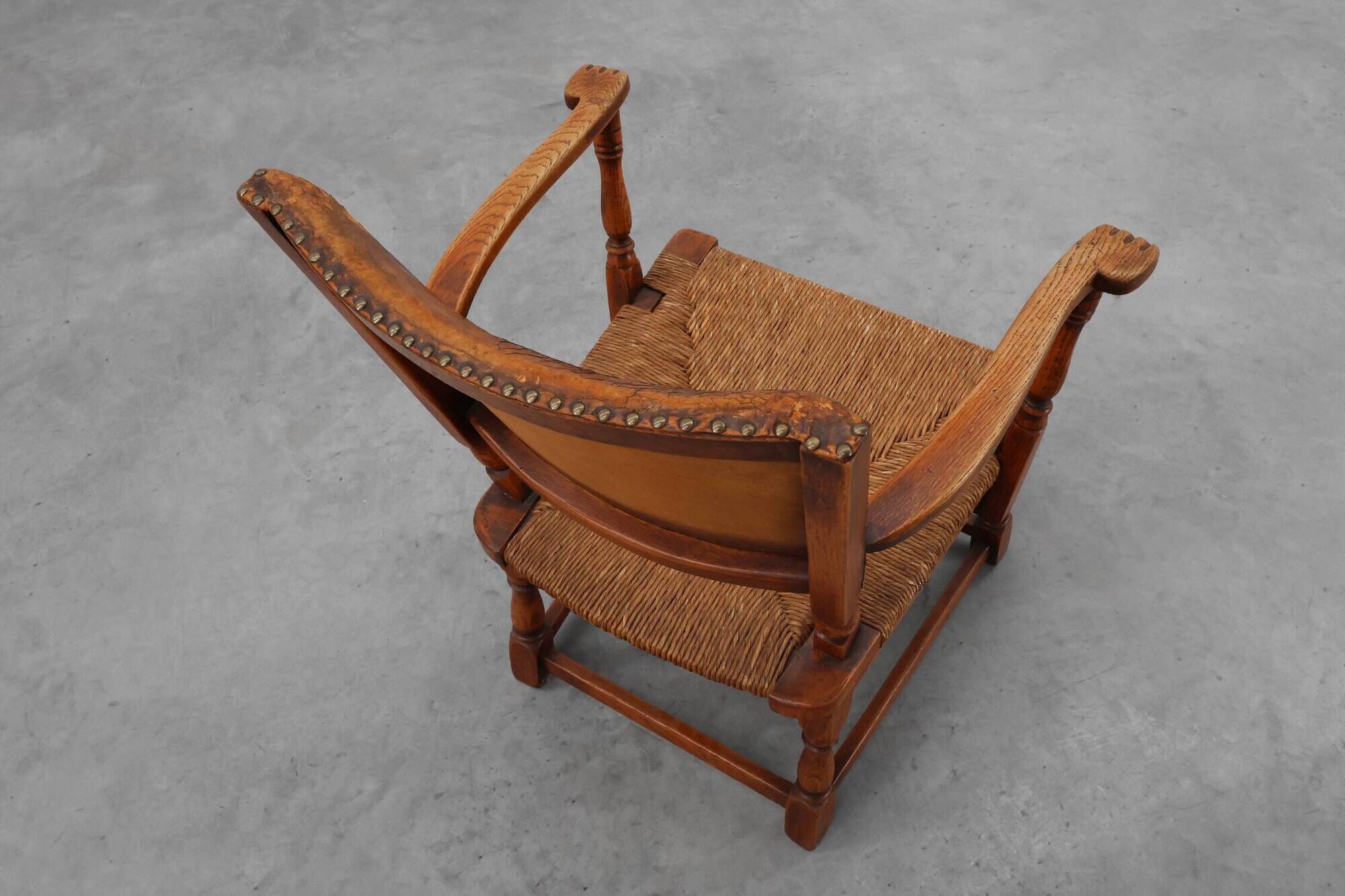 Leather and oak Armchair by Theo Ruth for Artifort, The Netherlands 1940s