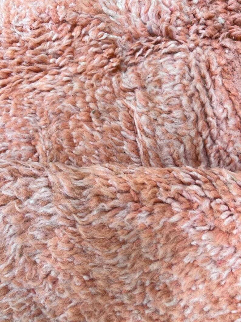 Handmade Berber wool rug, green and pink, 150/250cm