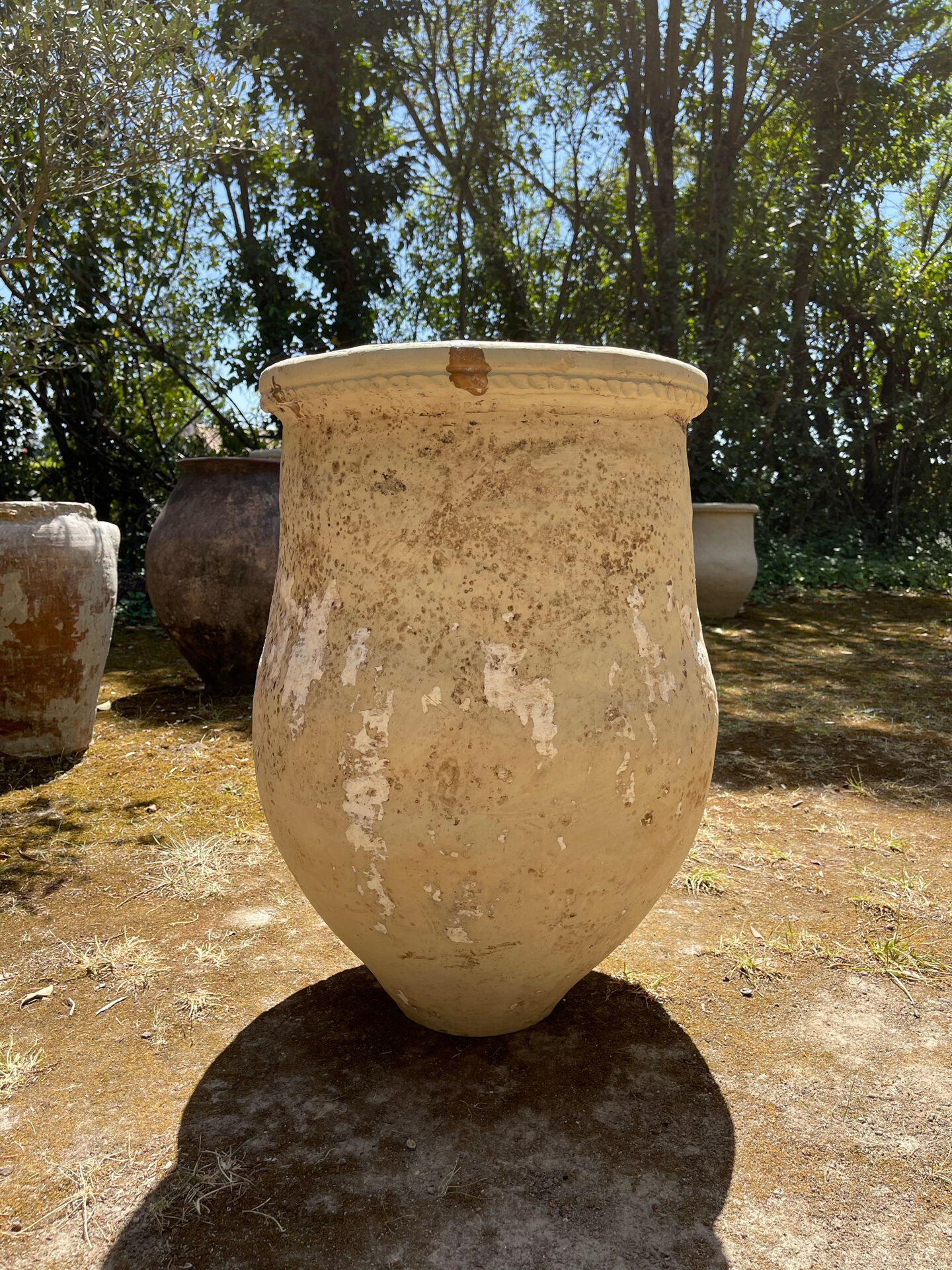 Ancient terracotta pottery jar