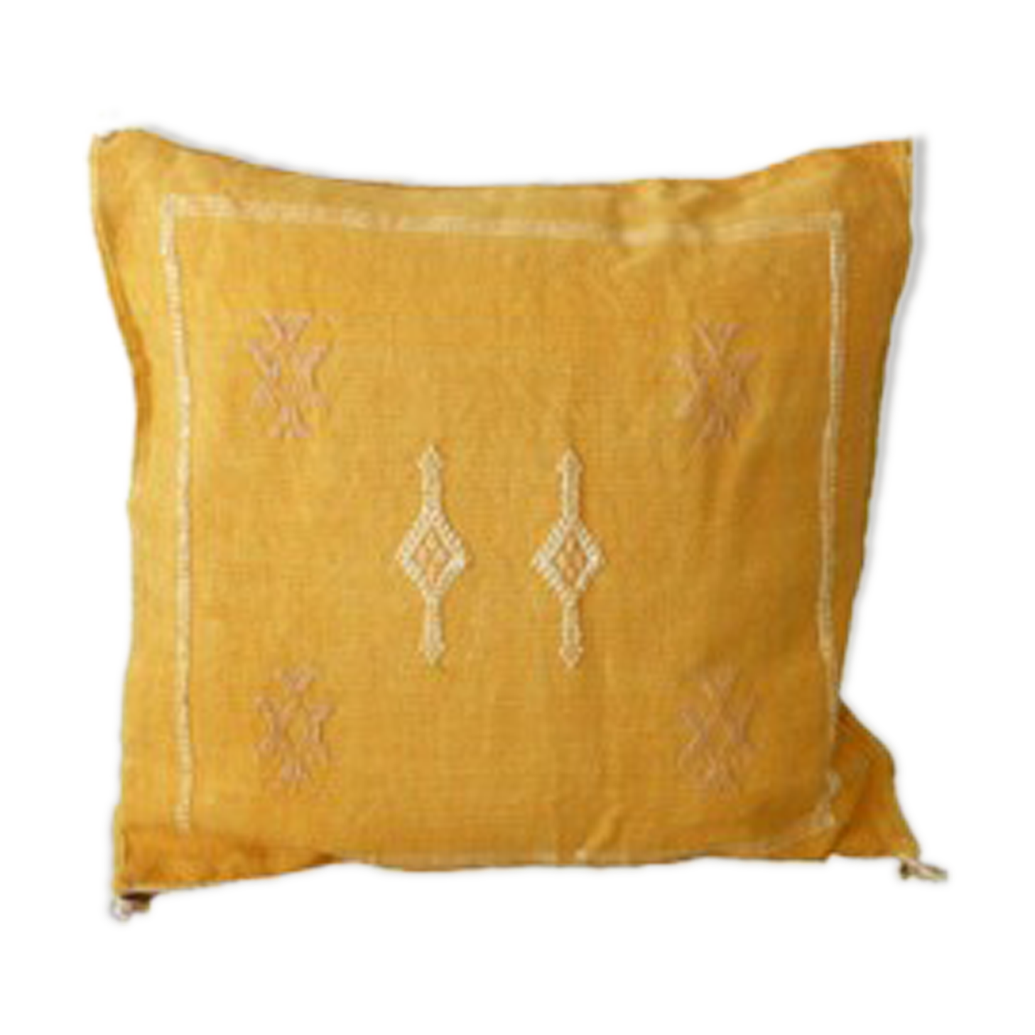 Coussin marocain jaune en soie de cactus