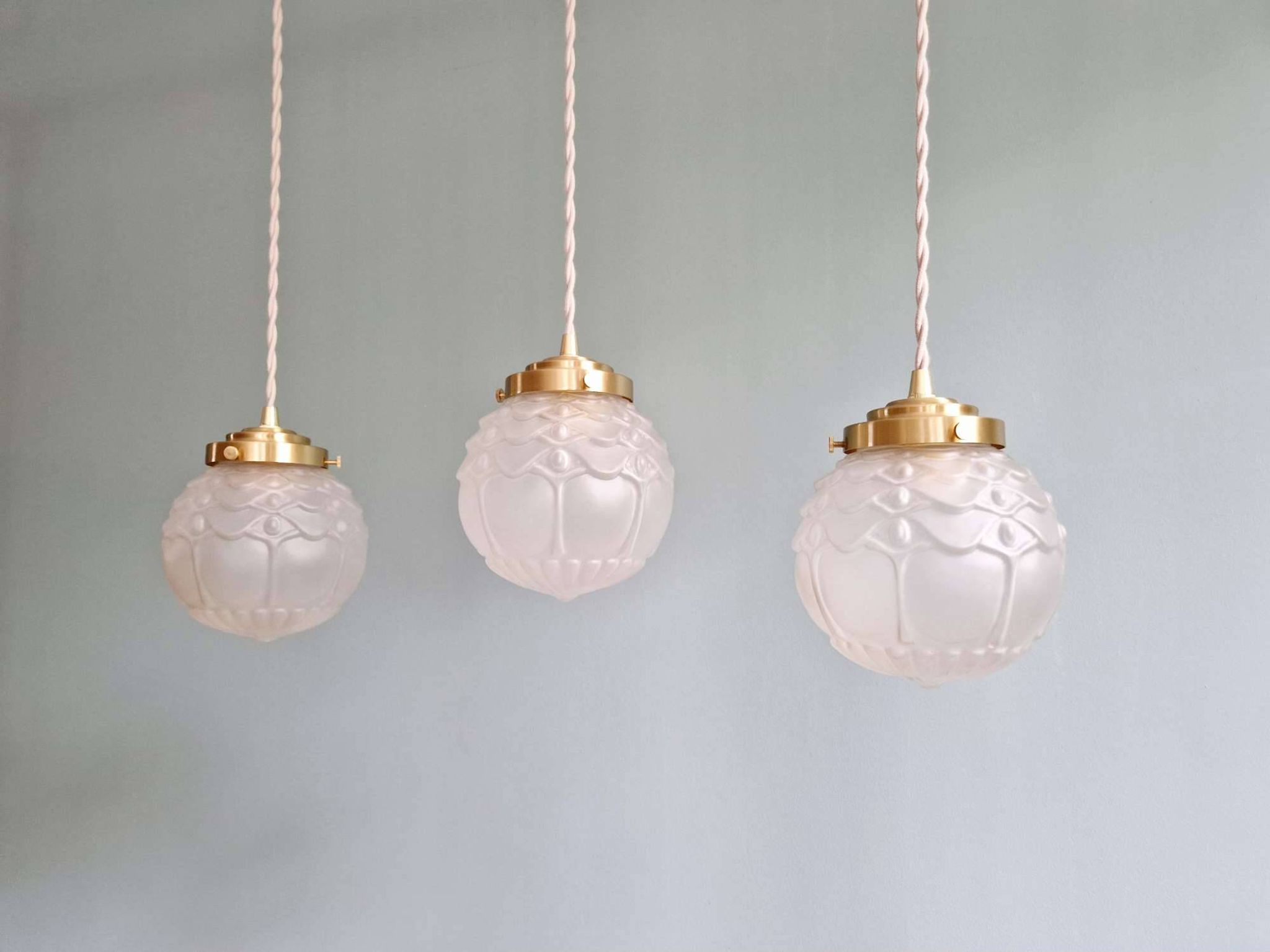 Art Deco satin glass pendant (2 available), 1920s-30s