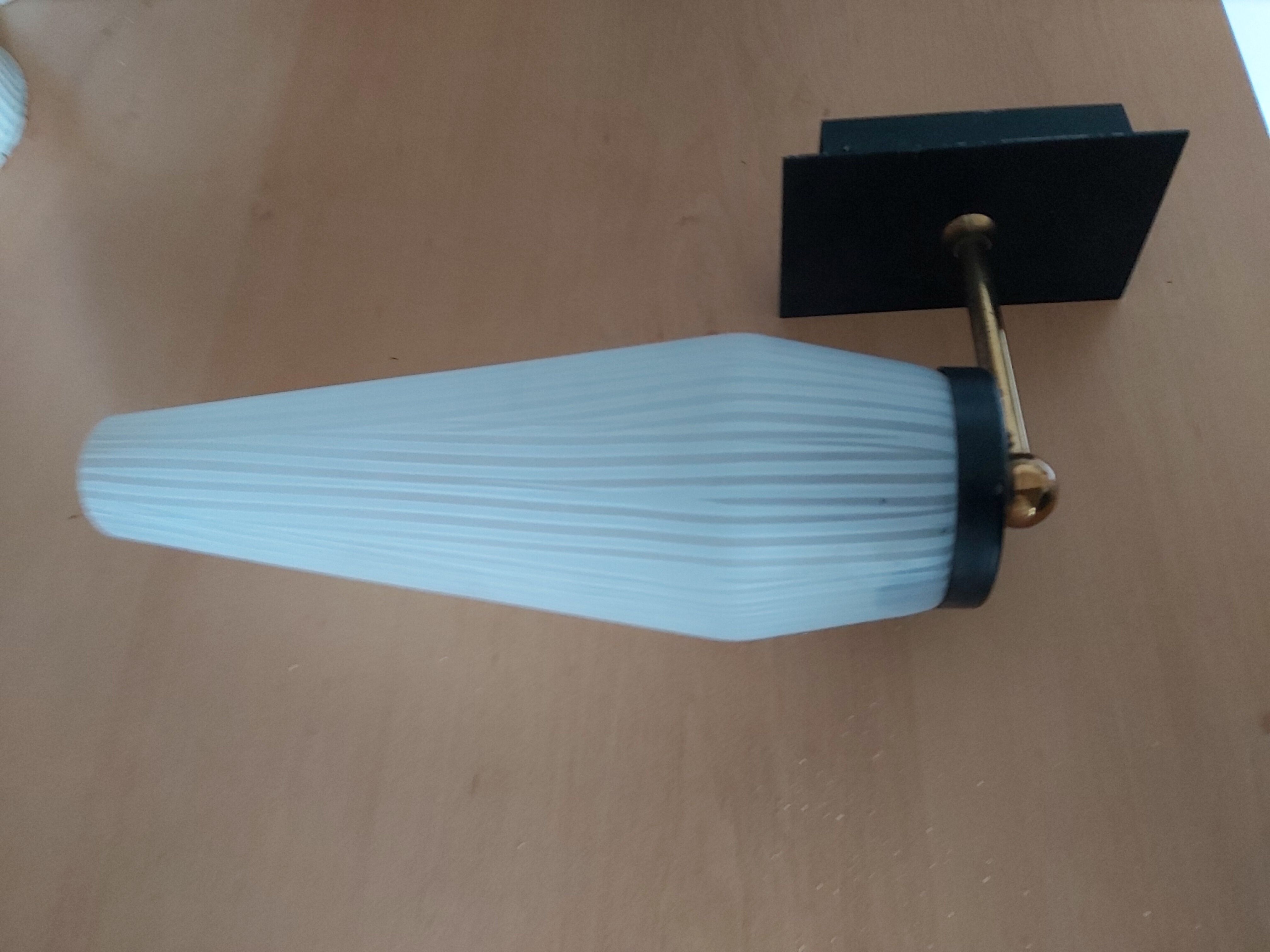 50s brass metal and glass wall light