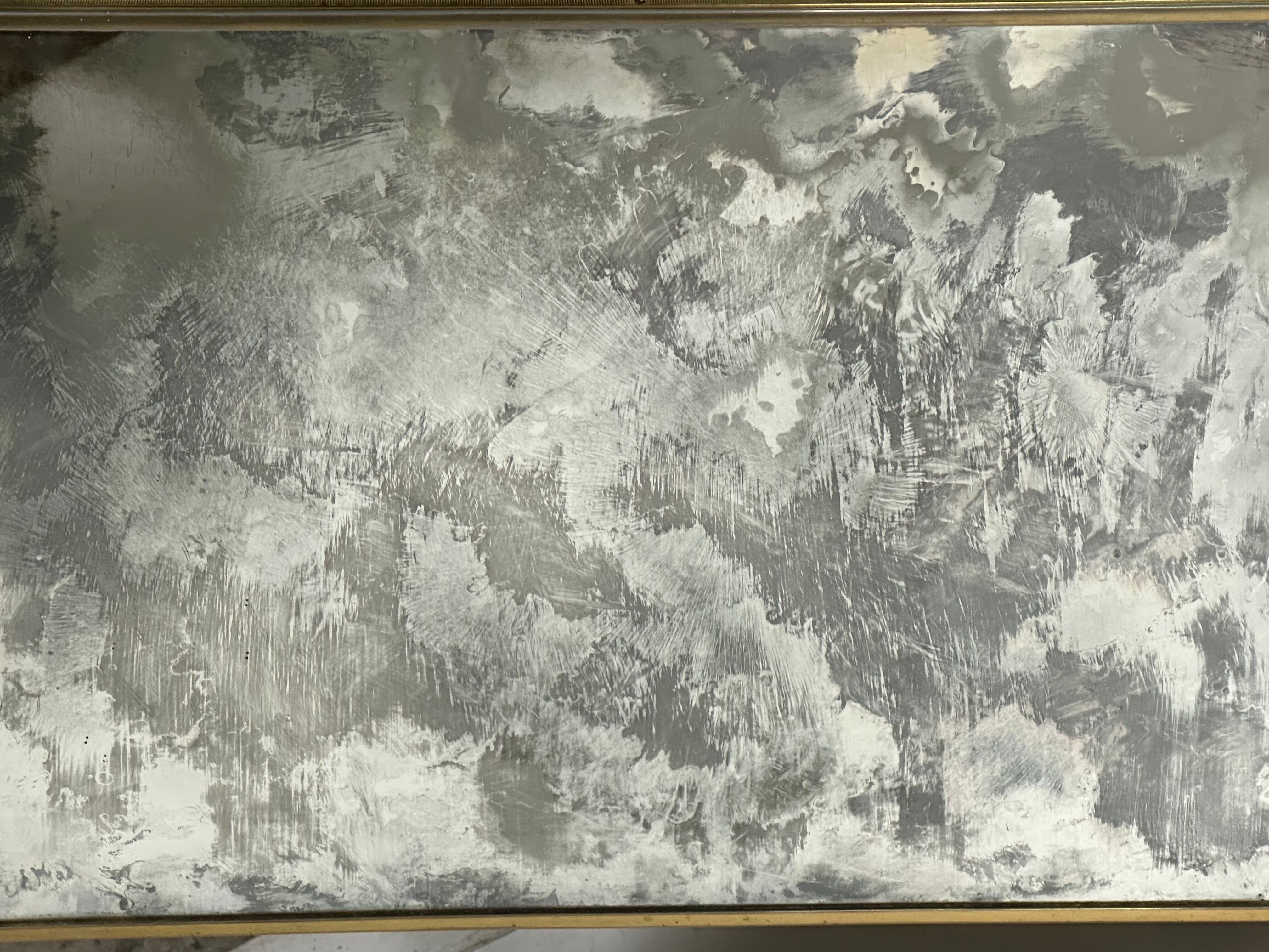 Vintage 70'S nesting table in moiré glass and brass