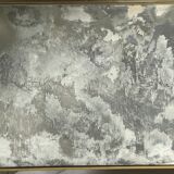 Vintage 70'S nesting table in moiré glass and brass