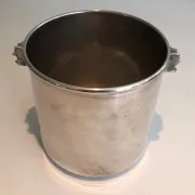 Cylindrical Silver-Plated Champagne Bucket with Small Leaf-Shaped Handles.