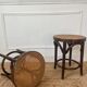 Paire de tabourets viennois bois courbe et cannage années 50