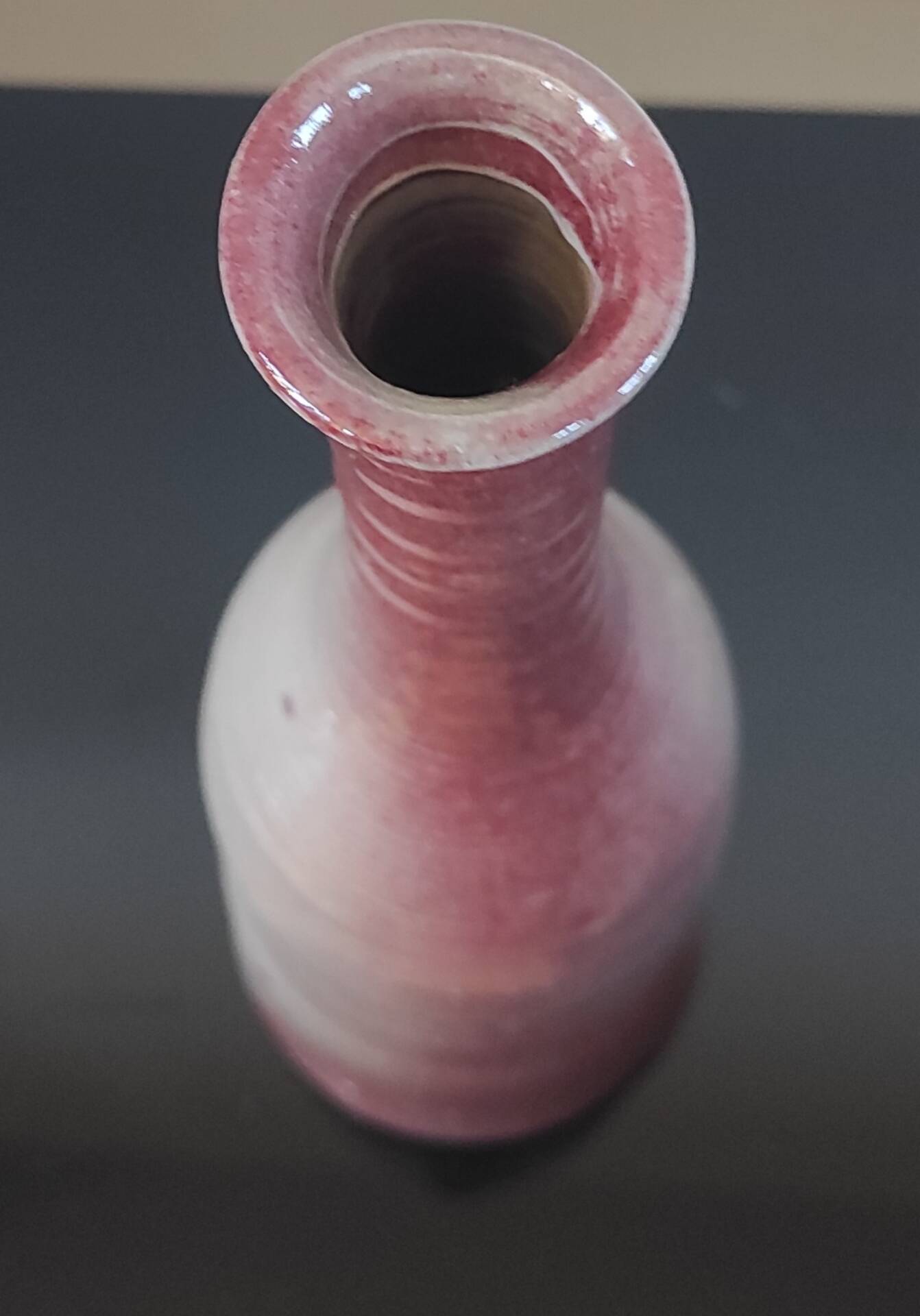 Vintage glazed stoneware bottle soliflore vase