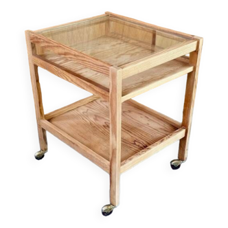 Natural wood rolling trolley