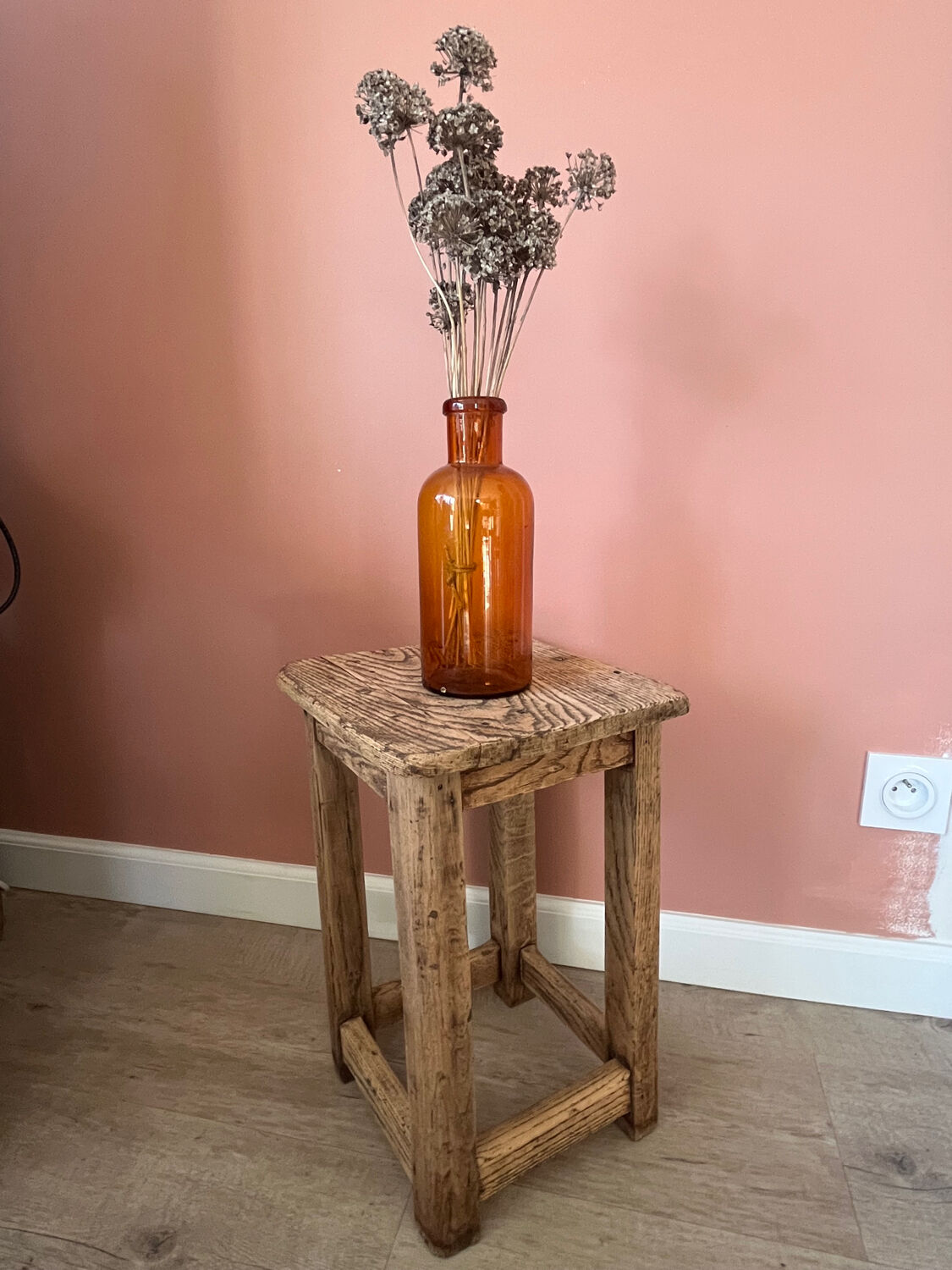 Amber glass bottle vase