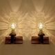 Pair Vintage Danish Bubble Blass Wood sconces