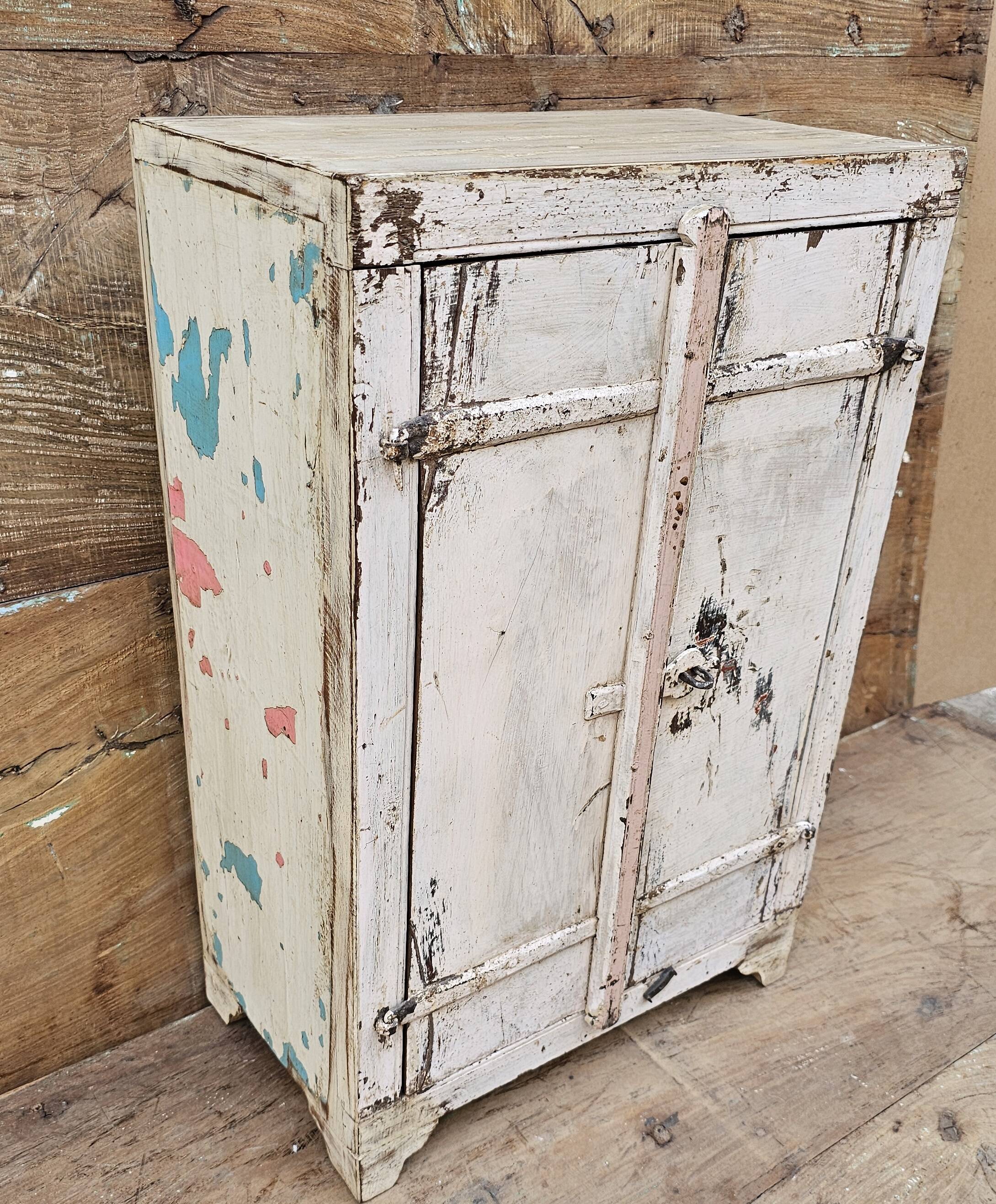 Antique bedside table - tribal cabinet in Burmese teak