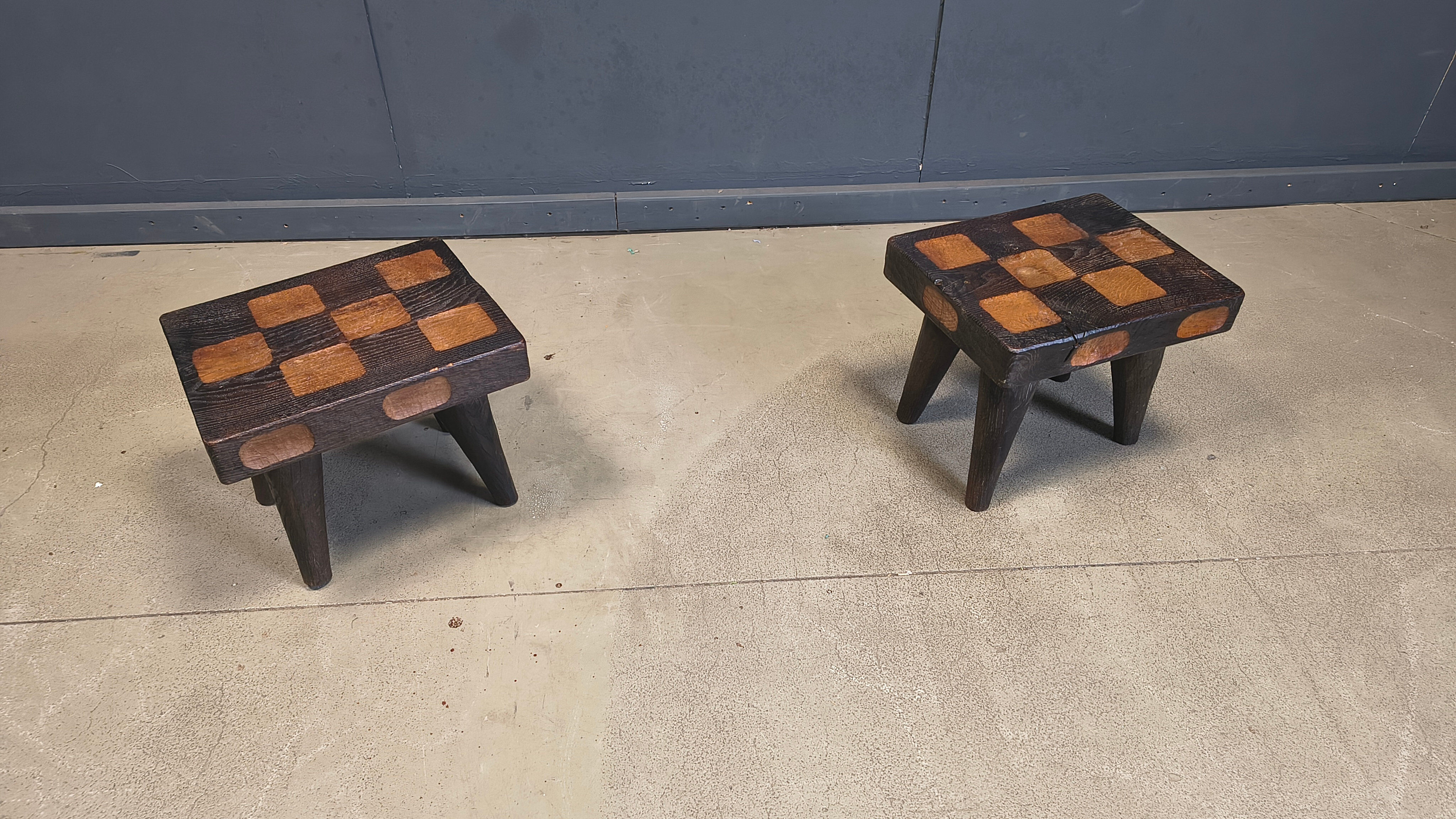 Vintage rustic wooden side tables or stools, 1960s