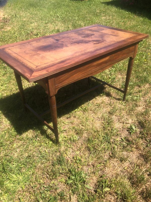 Antique desk with leather top