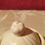 Sugar bowl or covered box Sarreguemines earthenware Obernai style