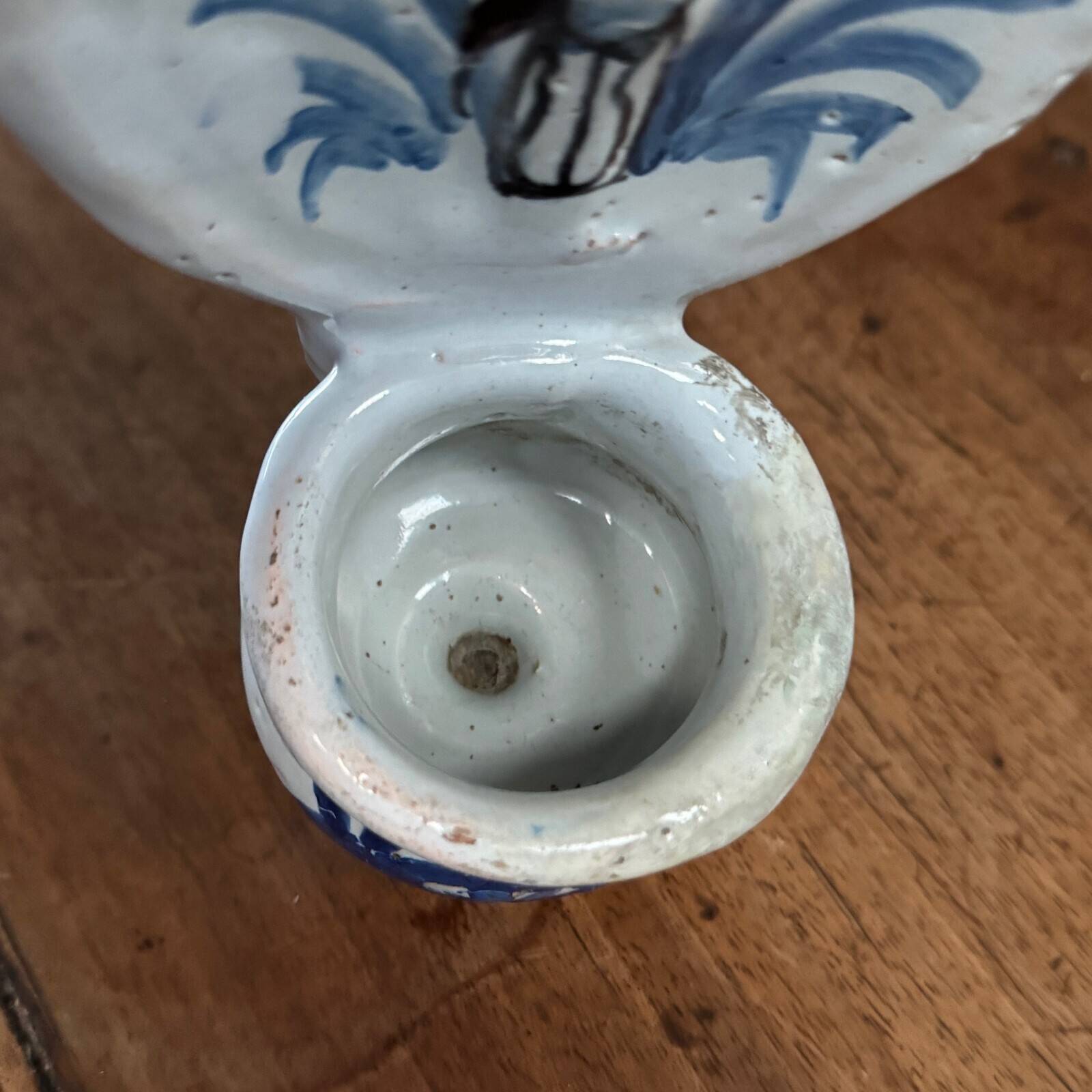 18th century Nevers earthenware holy water font