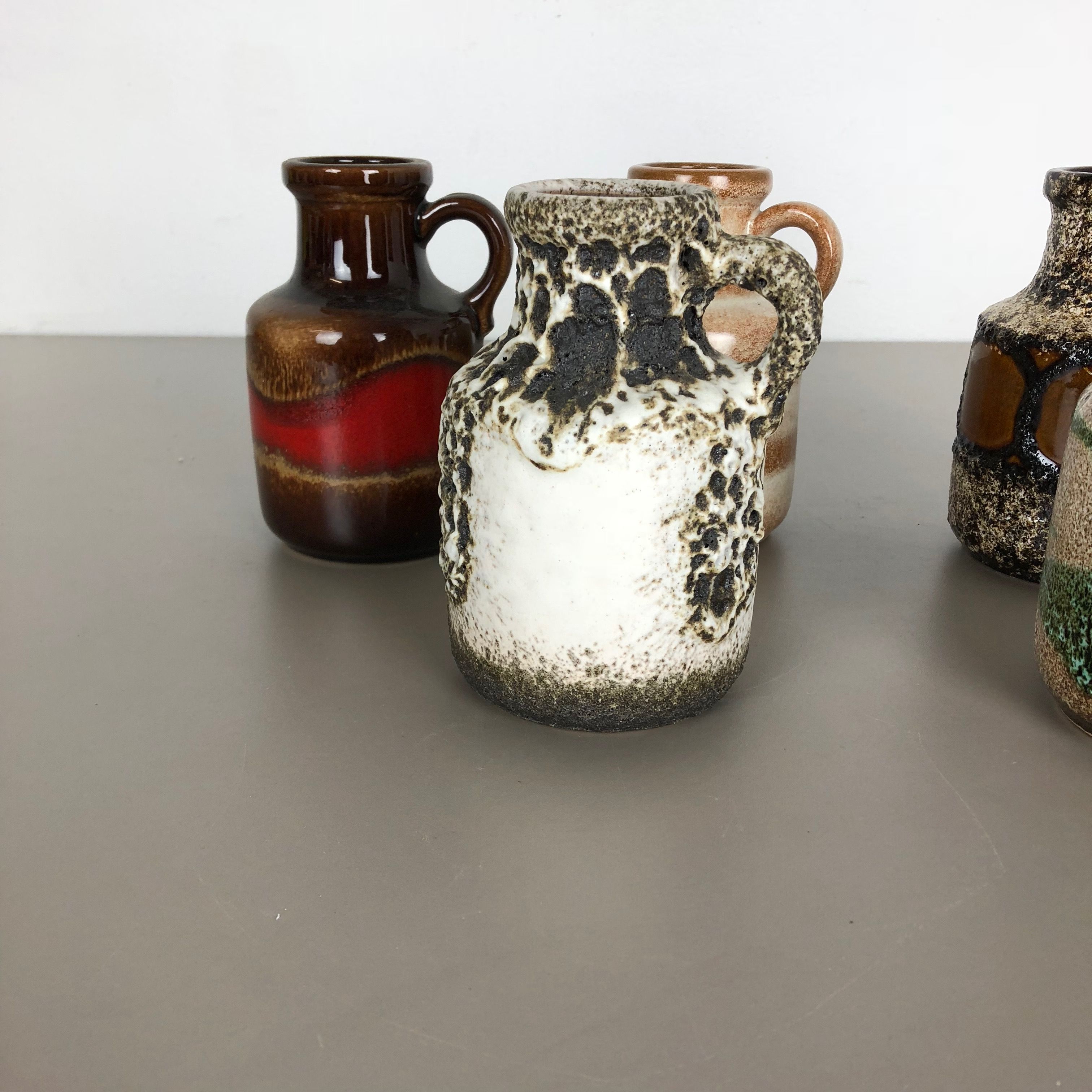 Set of five pottery fat vava "414-16" vases Made by Scheurich, Germany