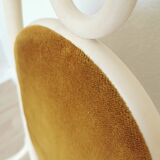 Vintage Thonet Bentwood Dining Chair: Cane Seat, Yellow Fabric Back