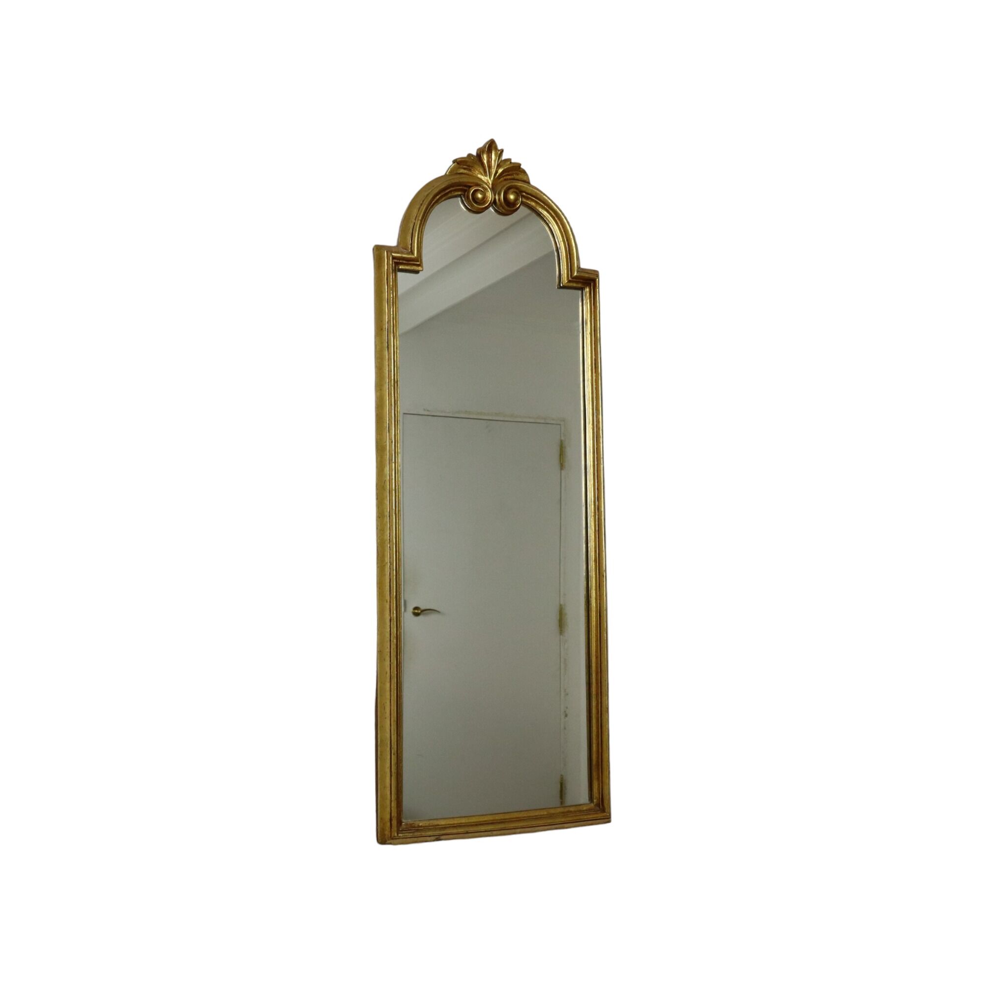 French Wall Mirror Hall Mirror Gold Plated Classic Acanthus Crown 93cm