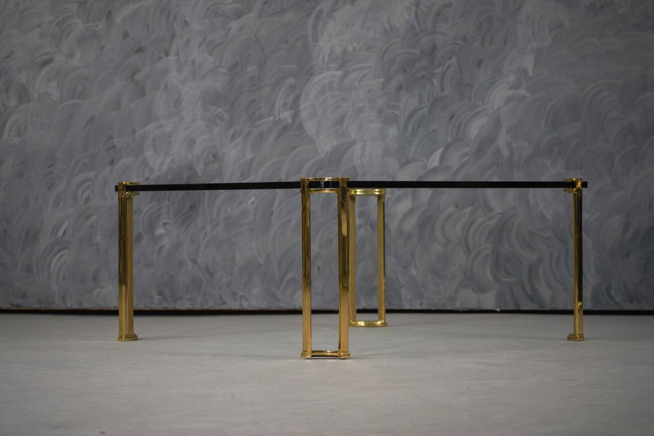 Vintage bronze and glass large coffee table by Peter Ghyczy, Germany 1970s