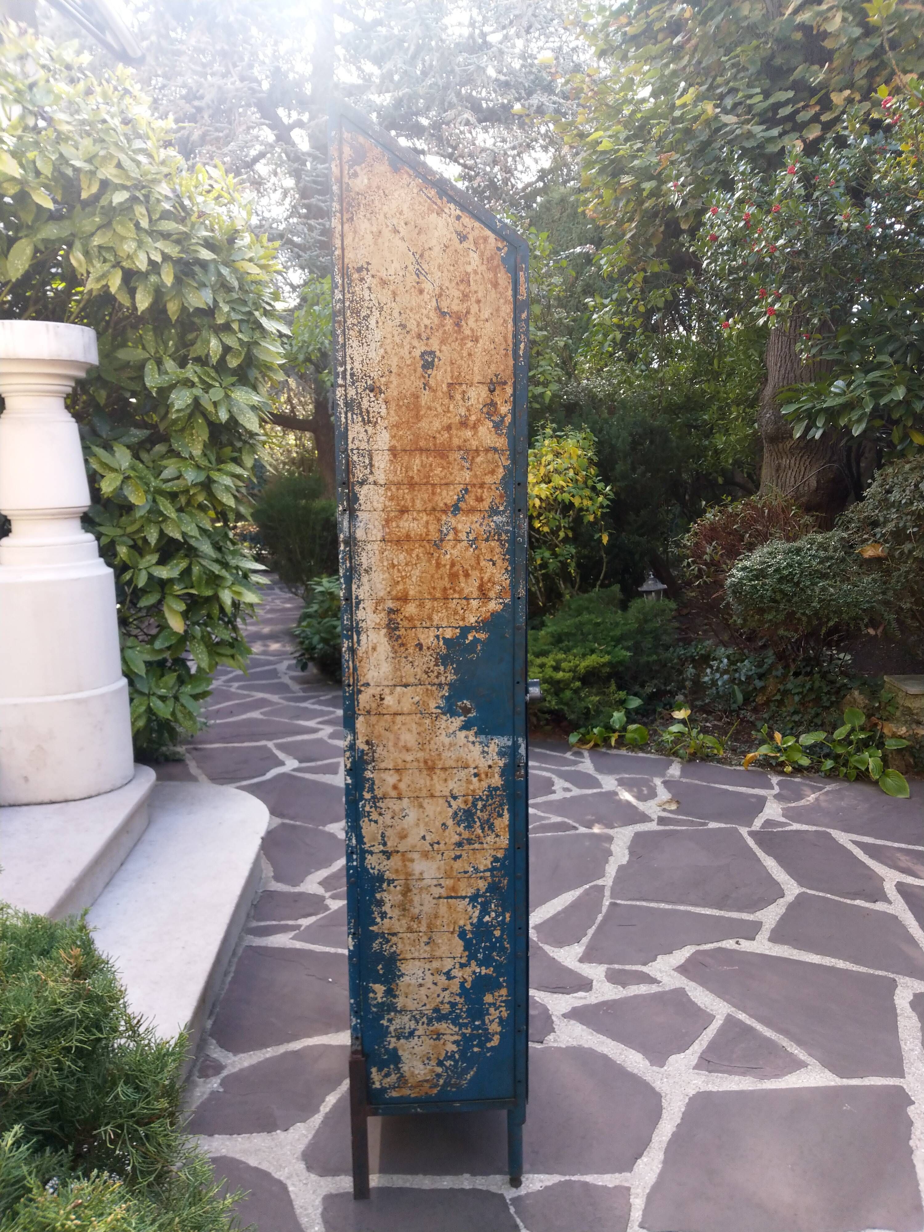 Vintage blue industrial cabinet, original condition, 1930s