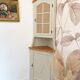 Corner unit in 2 parts, grey/beige and cane work.