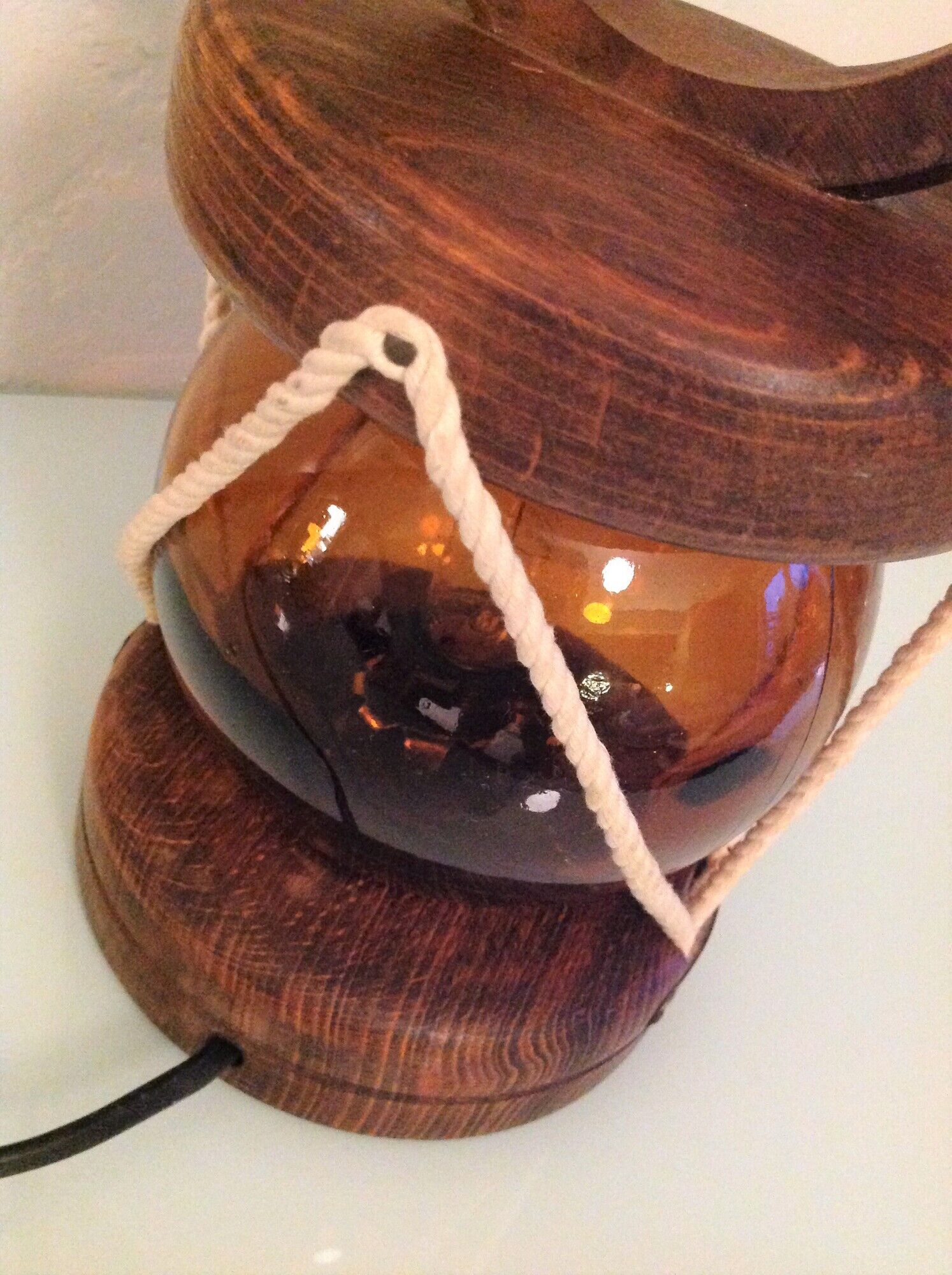 Marine lamp with amber glass globe 60/70s