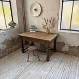 Paneled walnut desk with turned legs, 1900
